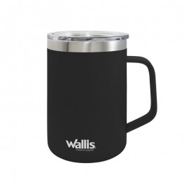 Taza térmica con protector deslizante, 420 ml, negro mate