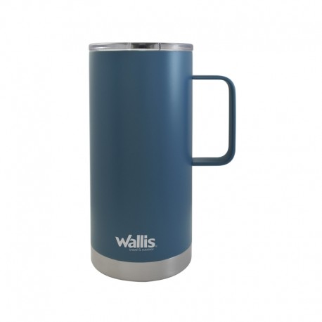 Taza térmica con protector deslizante, 500 ml, azul mate