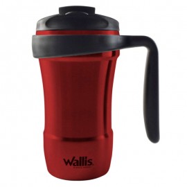 Taza térmica antiderrames, 350 ml, rojo metálico con negro