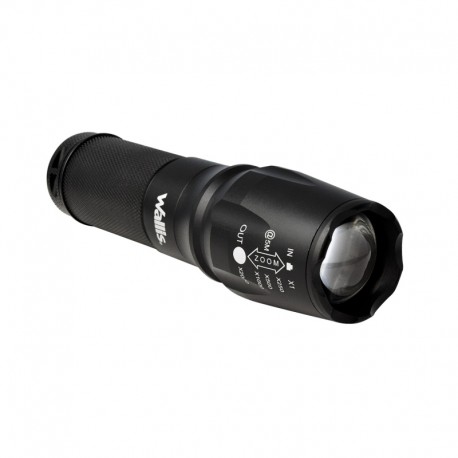 Linterna de luz LED recargable con zoom, negro