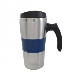 Taza térmica con goma antideslizante, 450 ml, azul marino