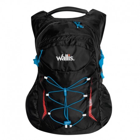 Mochila para media montaña RIGI 23 L, semi-impermeable, negra con azul eléctrico