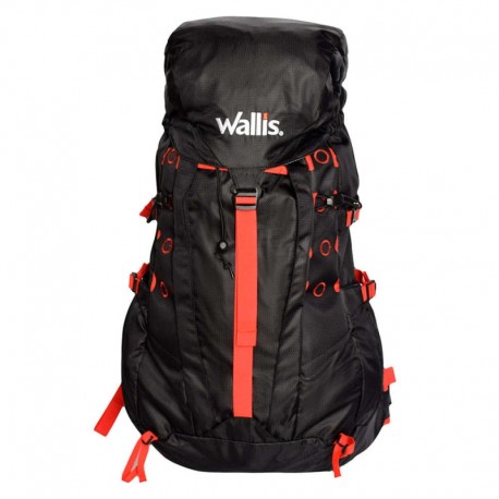 Mochila para montaña CHILAS 50 L, negro con rojo