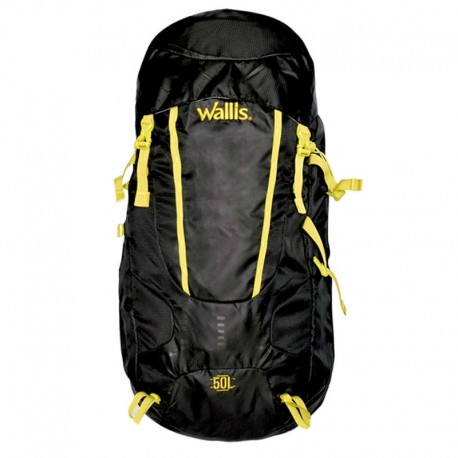 Mochila para montaña SANTIS 50 L, negro con verde limón