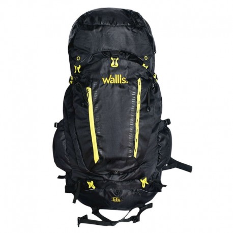 Mochila para montaña EIGER 55 L, negro con verde limón