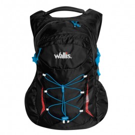 Mochila para media montaña RIGI 23 L, semi-impermeable, negra con azul eléctrico