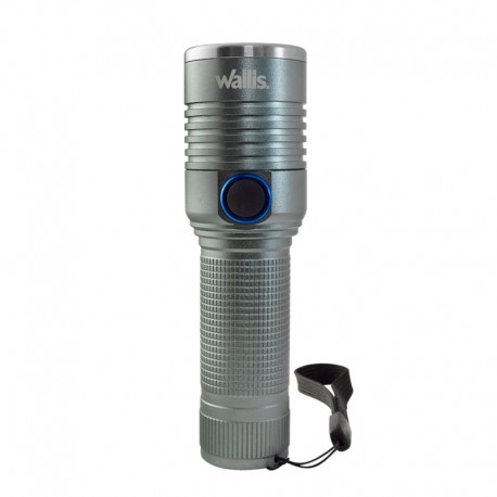 Linterna de luz LED, USB recargable con zoom, acero