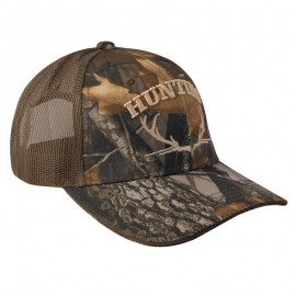 Gorra sandwich con malla y ajustador de velcro, Hunting, café camuflaje