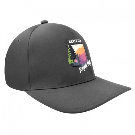 Gorra cerrada Spandex, "never stop exploring", repelente al agua, negro