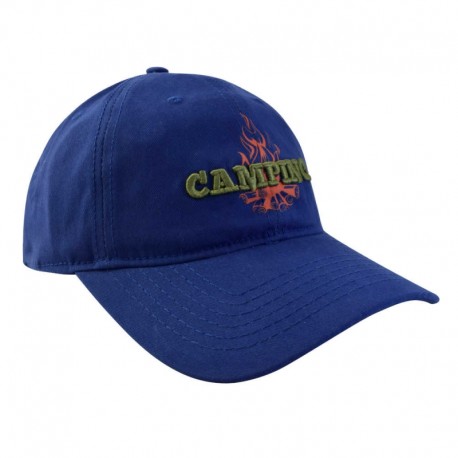 Gorra azul con diseño "camping", tipo sandwich con cintillo de ajuste