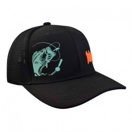 Gorra negra con diseño "fishing", con malla y ajustador