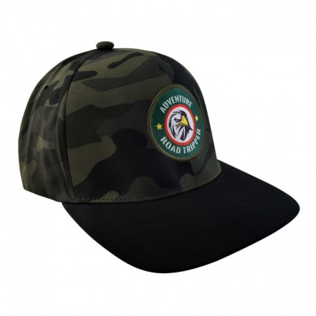 Gorra expandex, adventure road tripper, negra/camuflaje