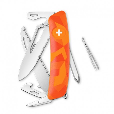 Navaja ORIGINAL Single Hand SH06 TR Wavy Edge, 13 funciones, camo luceo naranja